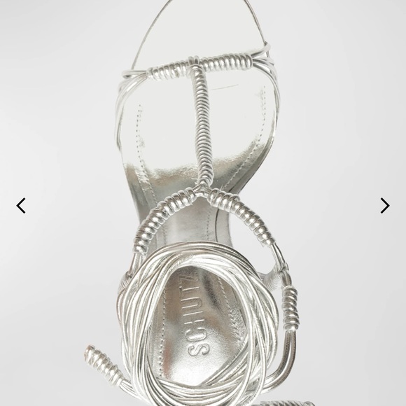 Schultz Block Metallic Leather Sandal - Size 6 / Silver / Metallic Leather - Picture 4 of 4